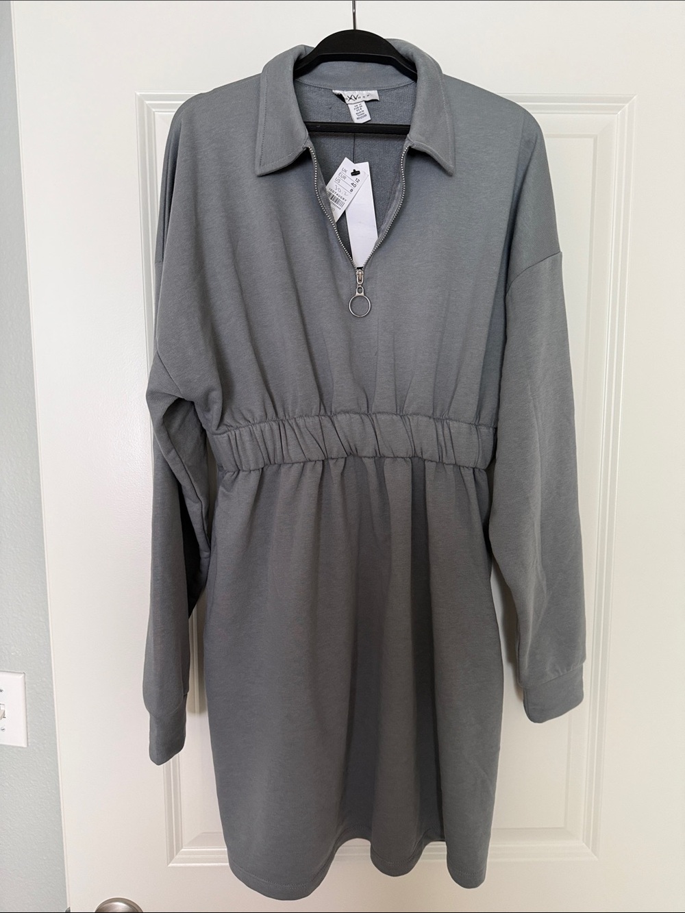 NWT Nordstrom Topshop Zip Collar Cinched Waist Dress Gray NWT Size 8